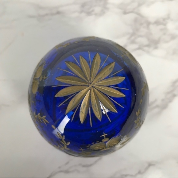 Vintage Russia Etched Art Glass Egg Gold Inlay Handi-Work St. Petersburg Russia - Picture 4 of 5